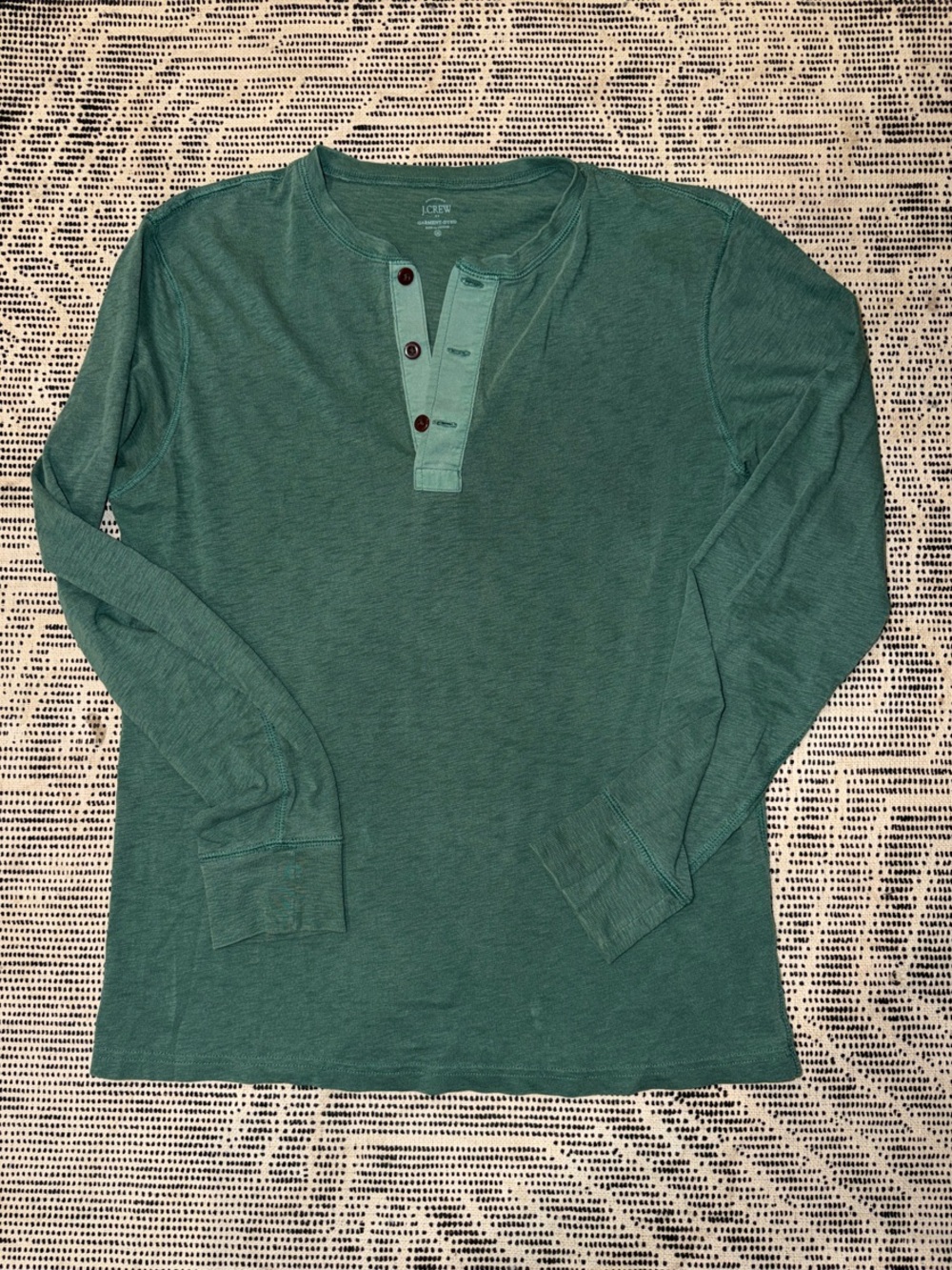 Men's J. Crew Green Long-Sleeve Henley Shirt